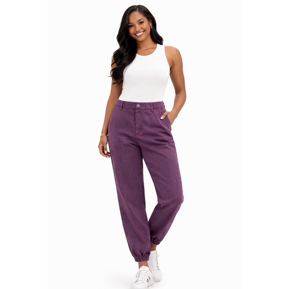LEE Ultra Lux Comfort Purple Jogger Pants Size 12 NWT‎ Mid Rise Tapered Leg